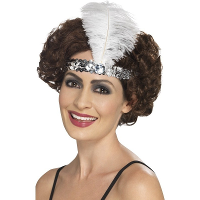 Zilver/witte Charleston thema verkleed hoofdband voor dames   Jaren 20 accessoires   Roaring Twentie