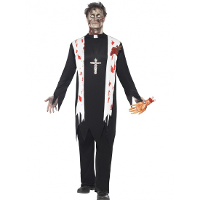 Smiffys Zombie priester kostuum   voor heren   Halloween/horror verkleedkleding   4 delig