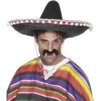 Zwarte luxe Mexicaanse sombrero hoed   volwassenen   stro   verkleed hoeden   Dia 50 cm