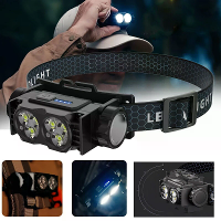 BIKIGHT TD 0193 USB Oplaadbare Hoofdlamp met Magnetische Handsfree Hoofdlamp 6 LED Helder Zaklamp 1200mAh Batterijweerga