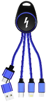 Smrter USB laadkabel USB 2.0 Apple Lightning stekker, USB A stekker, USB C stekker, USB micro B stekker 0.15 M Blauw Aluminium stekker, Met OTG functie,