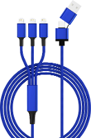 Smrter USB laadkabel USB 2.0 USB A stekker, USB C stekker, Apple Lightning stekker 1.20 M Blauw SMRTER_TRIO_L_NB