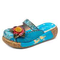 Socofy handgemaakte lederen comfort sandalen met plateauzool voor de feestdagen