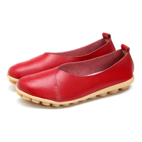 Socofy Larger Size Women Soft Sole Comfortable Leather Flat Loafers