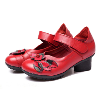 SOCOFY Leather Folkways Mid Heel Hook Loop Originele comfortabele retro schoenen