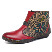 Socofy Retro Flat Leather Boots