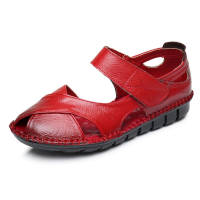 Socofy Us Size 5 11 Genuine Leather Women Soft Non Slip Flat Sandals