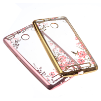 Soft Tpu Plating Rhinestone Secret Garden Back Cover Case For Xiaomi Redmi 3 Pro/redmi 3s