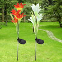 Solar 4 Led Lily Flower Light Outdoor Garden Lawn Color Changing Lamp