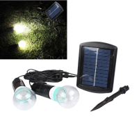 Solar Power Led Lighting System 2 Led Bulbs Garden Yard Outdoor Light