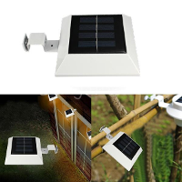 Solar Powered 4 Led Fence Gutter Light Outdoor Yard Wall Pathway