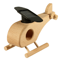 Solar Powered Creative Air Plane Helicopter Wooden Model Toy Gift