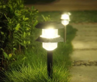 Solar Powered Double Layer Led Lawn Light For Pathway Garden Lighting