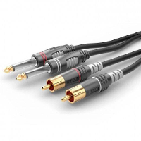 Sommer Cable HBA 62C2 0600 Jackplug / Cinch Audio Aansluitkabel [2x Jackplug male 6,3 mm (mono)   2x Cinch stekker] 6.00 M Zwart