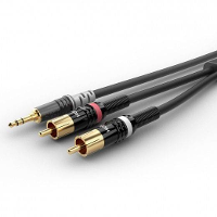 Sommer Cable HBP 3SC2 0030 Audio Aansluitkabel [1x Jackplug male 3,5 mm   2x Cinch stekker] 0.30 M Zwart