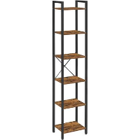Boekenkast   Opbergrek Met 6 Planken  40 x 30 x 178,6 cm   BruinZwart   Leen Bakker
