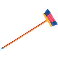 Kinderbezem   blauw/roze   met steel   61 cm   binnen bezem   kunststof   kamer bezem