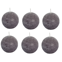 Bolkaars   6x   taupe   8 cm   rustiek   24 branduren   kaarsen