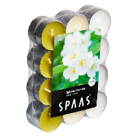 Spaas Geurtheelichtjes/waxinelichtjes   24x   Spiritual Jasmine   4,5 branduren   geurkaarsen