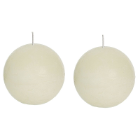 Spaas rustieke bolkaars   ivoorwit   2x   D8 cm   24 branduren   ronde kaarsen