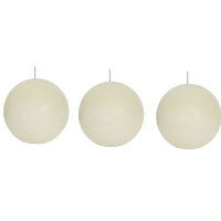 Spaas rustieke bolkaars   ivoorwit   3x   D8 cm   24 branduren   ronde kaarsen