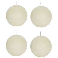 Spaas rustieke bolkaars   ivoorwit   4x   D8 cm   24 branduren   ronde kaarsen