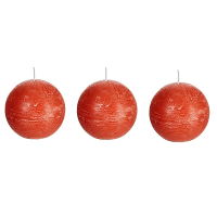 Spaas rustieke bolkaars   oranje   3x   D8 cm   24 branduren   ronde kaarsen