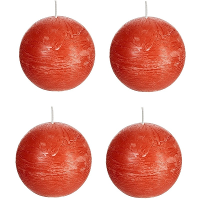 Spaas rustieke bolkaars   oranje   4x   D8 cm   24 branduren   ronde kaarsen