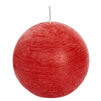 Spaas rustieke bolkaars   rood   1x   D8 cm   24 branduren   ronde kaarsen
