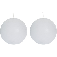 Spaas rustieke bolkaars   wit   2x   D8 cm   24 branduren   ronde kaarsen
