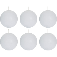 Spaas rustieke bolkaars   wit   6x   D8 cm   24 branduren   ronde kaarsen