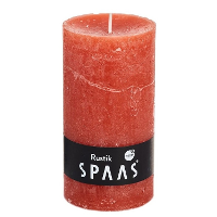Spaas rustieke cilinderkaars/stompkaars   1x   oranje   7 x 13 cm   60 branduren