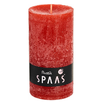 Spaas rustieke cilinderkaars/stompkaars   1x   rood   7 x 13 cm   60 branduren