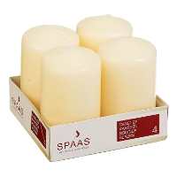 Stompkaarsen/zuilkaarsen   set van 4x   ivoorwit   D5 x H8 cm   12 branduren