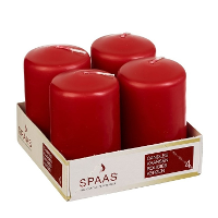 Stompkaarsen/zuilkaarsen   set van 4x   rood   D5 x H8 cm   12 branduren