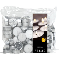Theelichtjes/waxinelichtjes   100x   wit   D3,9 cm   4,5 branduren
