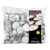 Theelichtjes/waxinelichtjes   50x   wit   D3,9 cm   4,5 branduren