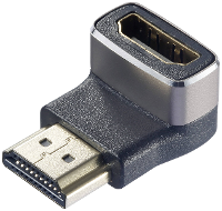 SpeaKa Professional SP 11306836 HDMI Adapter [1x HDMI stekker   1x HDMI bus] Zwart, Zilver UHD 8K @ 60 Hz, UHD 4K @ 120 Hz 90° haaks naar onder