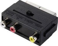 SpeaKa Professional SP 13442696 Cinch / SCART Adapter [3x Cinch koppeling   1x SCART stekker] Zwart Met omschakelaar