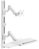SpeaKa Professional SP MM 960 1 voudig Monitor wandbeugel Met toetsenbordlade, Op elkaar 43,2 cm (17)   109,2 cm (43) Wit In hoogte verstelbaar, Zwenkbaar,