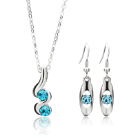 Spiral Crystal Rhinestone Jewelry Set Wedding Necklace Earrings