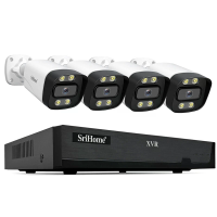 SriHome NV5008 AHD005 4CH Coaxiale Bewakingsset XVR kit buiten 5MP IR nachtvisie Bewegings APP afstandsbewaking IP66 wat