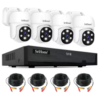 SriHome NVS008 AH030 4CH AHD veiligheids camerasysteem 5MP Ultra HD PTZ buitenshuis IP66 weerbestendig coaxiaal CCTV kit