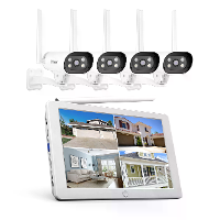 SriHome NVS009 4CH Draadloze Beveiligingscamera Set met 10,1 Inch Monitor H.265 Bewegingsdetectie Tweeweg Audio IP66 Wee