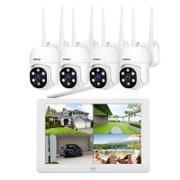 SriHome NVS009 IPC030 10,1 Inch HD scherm Camera kit 8CH WiFi NVR 1080P PTZ 3 Nachtzichtmodi Twee weg audio IP66 Humanoi
