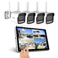 SriHome NVS010 5MP Draadloze Beveiligingscamera Set met 10,1 inch Touchscreen NVR Kleur Nachtzicht Twee Weg Audio IP66 W