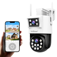 Srihome SH048 4MP 1080P WiFi Dual Lens IP camera PTZ Camera AI Auto Tracking Beveiligingsvideosurveillancecamera met nac
