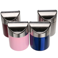 Stainless Steel 1.5L Automatic Springback Lid Worktop Waste Rubbish Storage Box