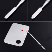 Stainless Steel Plate Nail Art Cosmetic Color Mixing Palette Spatula