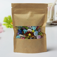 Stand Up Kraft Paper Zip Lock Bag With Window Kraft Zipper Pouch